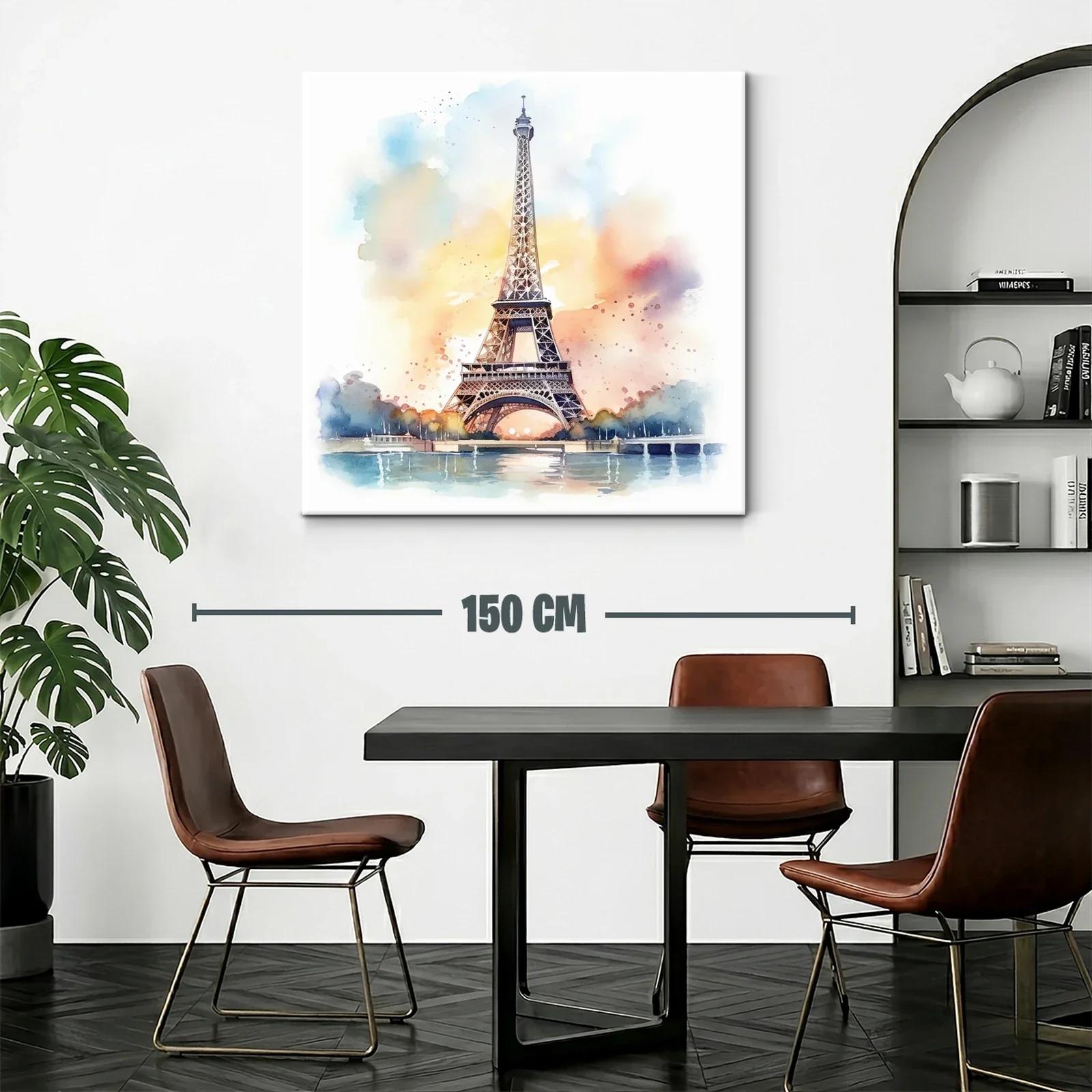 Cuadro Torre Eiffel en Acuarela con Tonos Suaves y Cálidos — miniatura 2