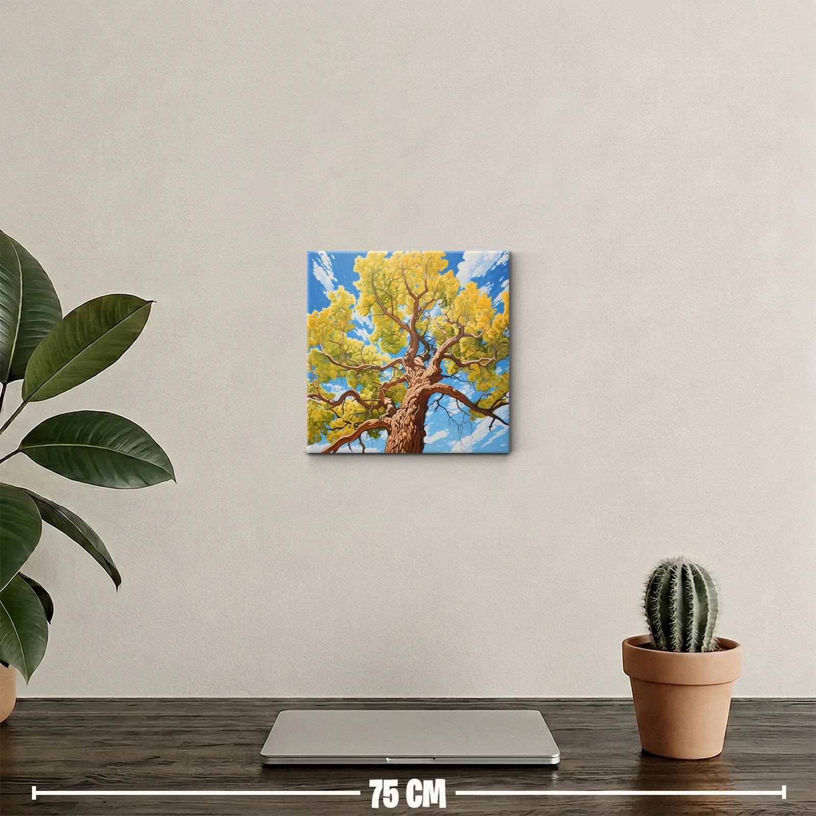 Árbol imponente con follaje dorado bajo cielo azul — miniatura 2