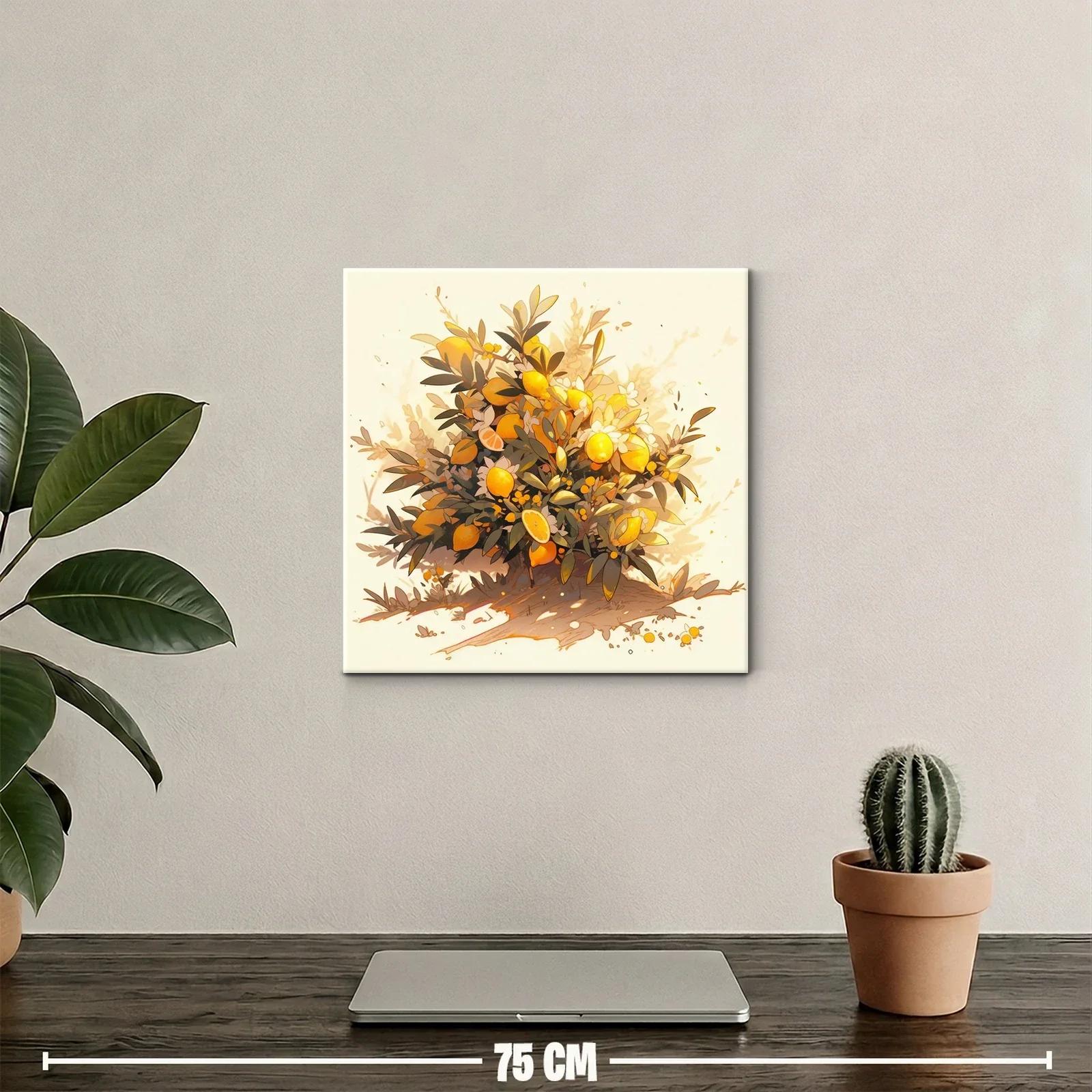 Cuadro vibrante de ramo con limones y follaje verde — miniatura 2