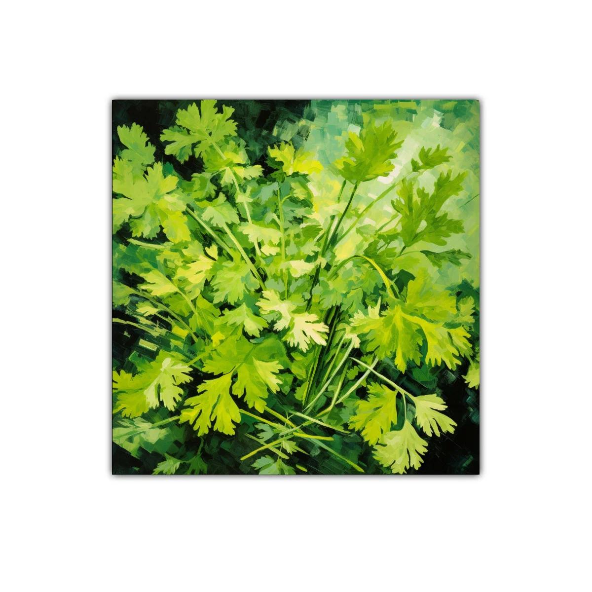 Cuadro decorativo con vibrante ramo de hojas verdes — imagen principal