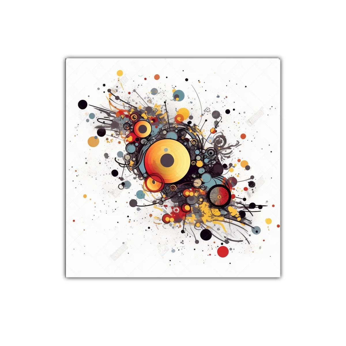 Cuadro decorativo abstracto con círculos vibrantes y dinámicos