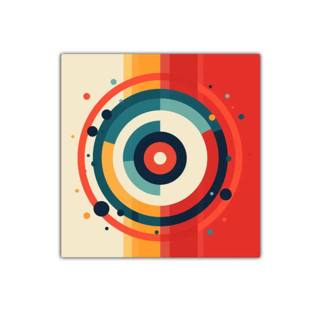 Cuadro decorativo con diseño geométrico vibrante en tonos cálidos