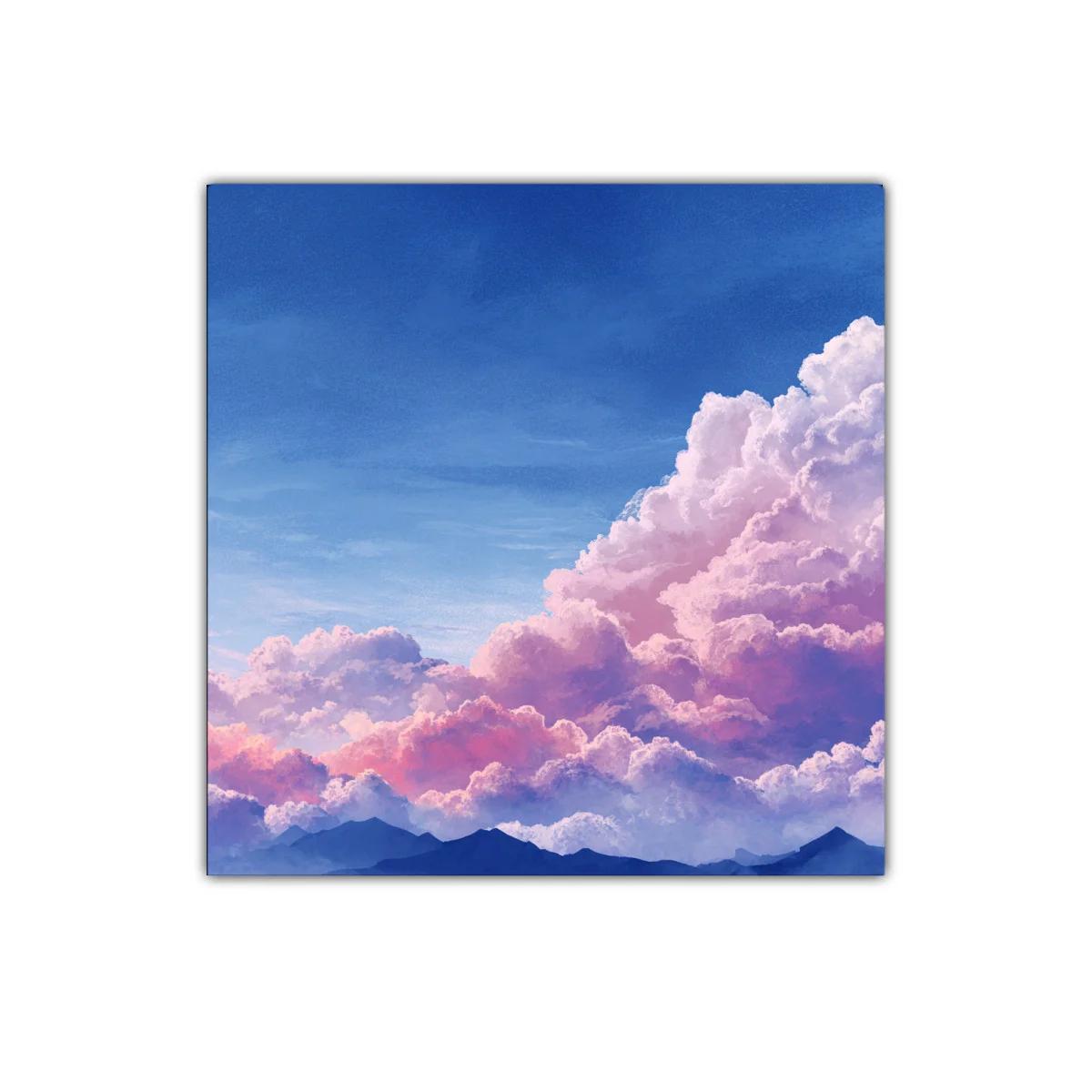 Cielo crepuscular con nubes rosas y montañas azuladas — imagen principal