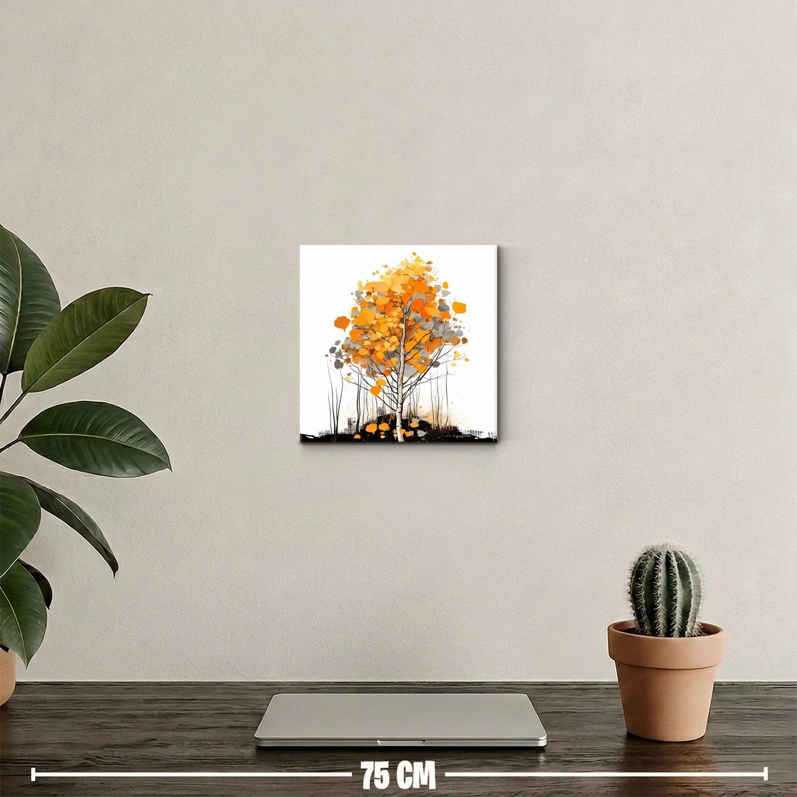 Árbol de otoño con hojas en tonos naranjas y grises — miniatura 2