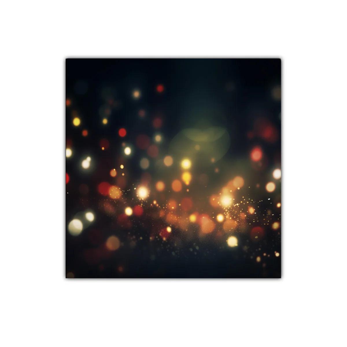 Cuadro decorativo luces abstractas en tonos dorados y rojos