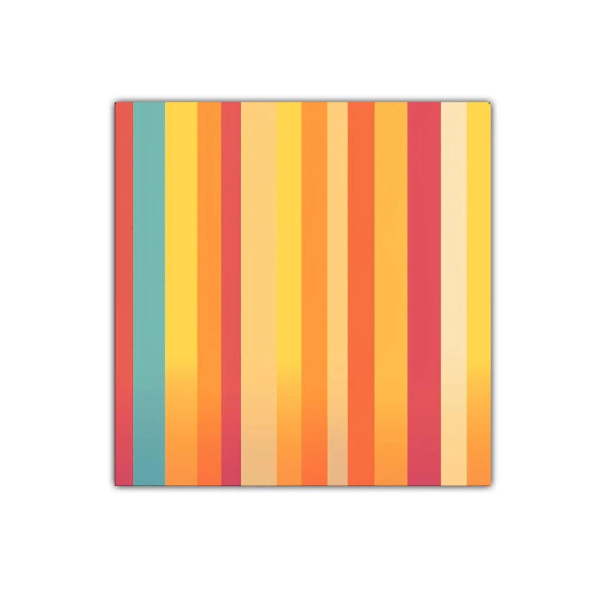 Cuadro decorativo con franjas verticales en tonos cálidos y pastel
