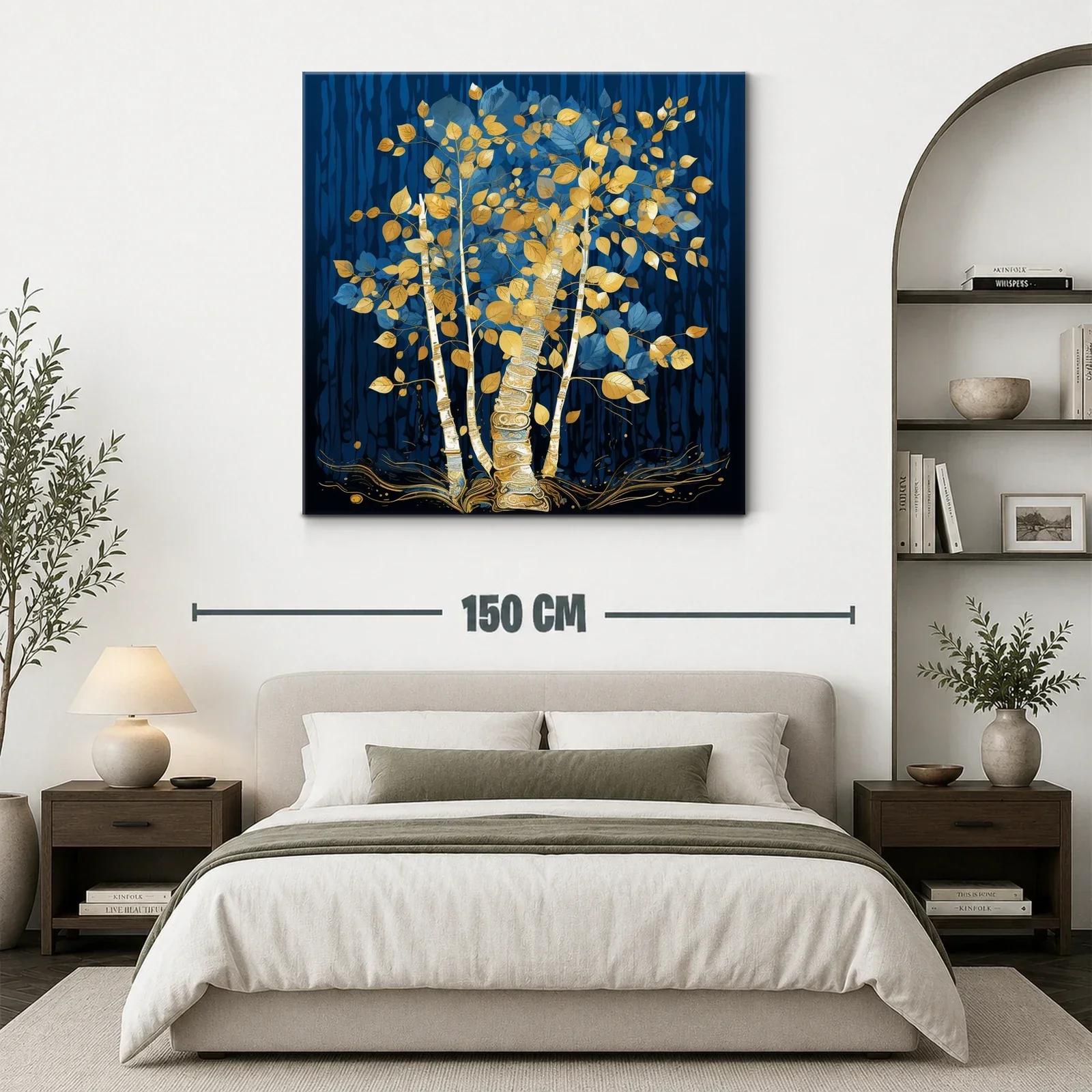 Árbol dorado sobre fondo azul profundo — miniatura 3
