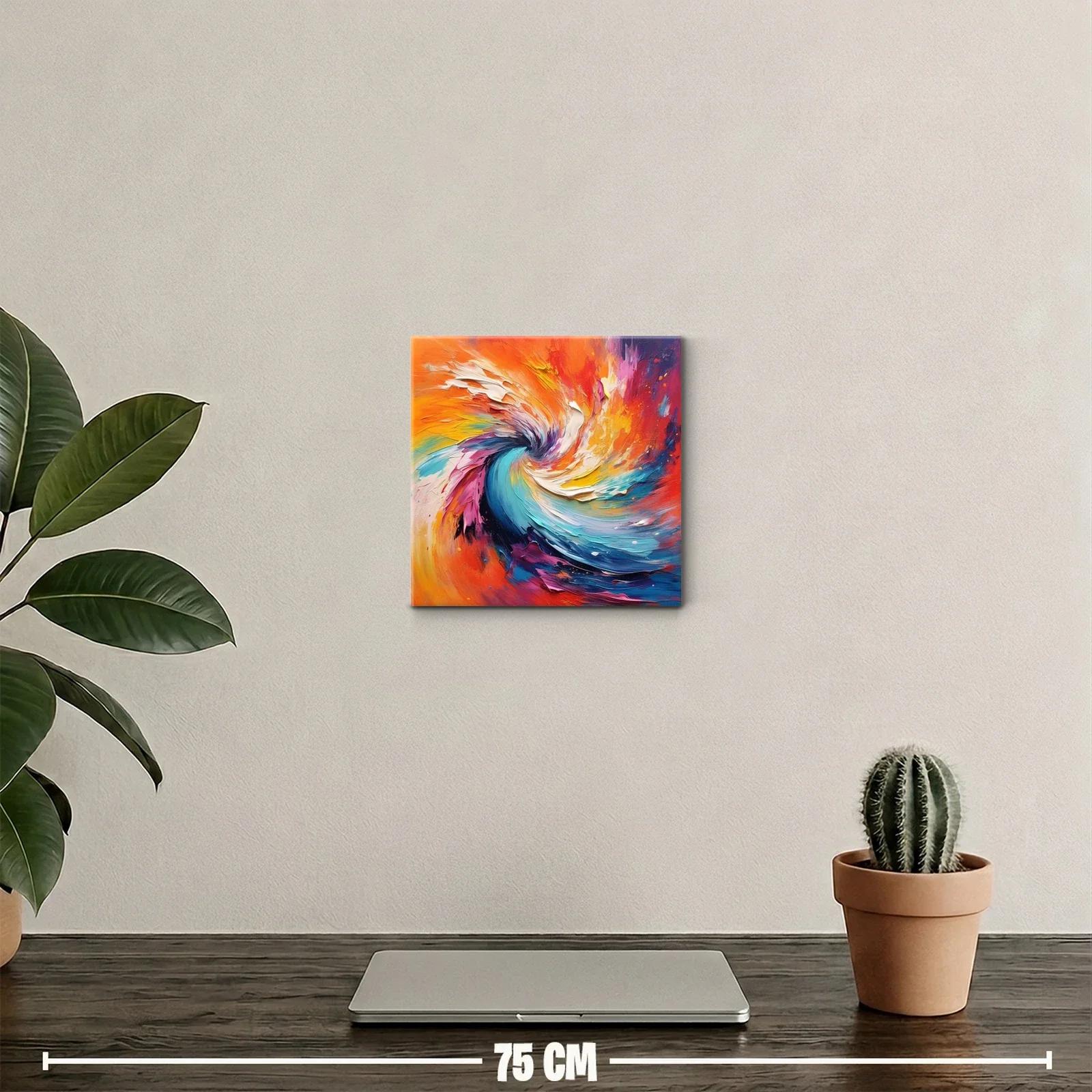 Cuadro abstracto con remolino en colores vibrantes y cálidos — miniatura 2