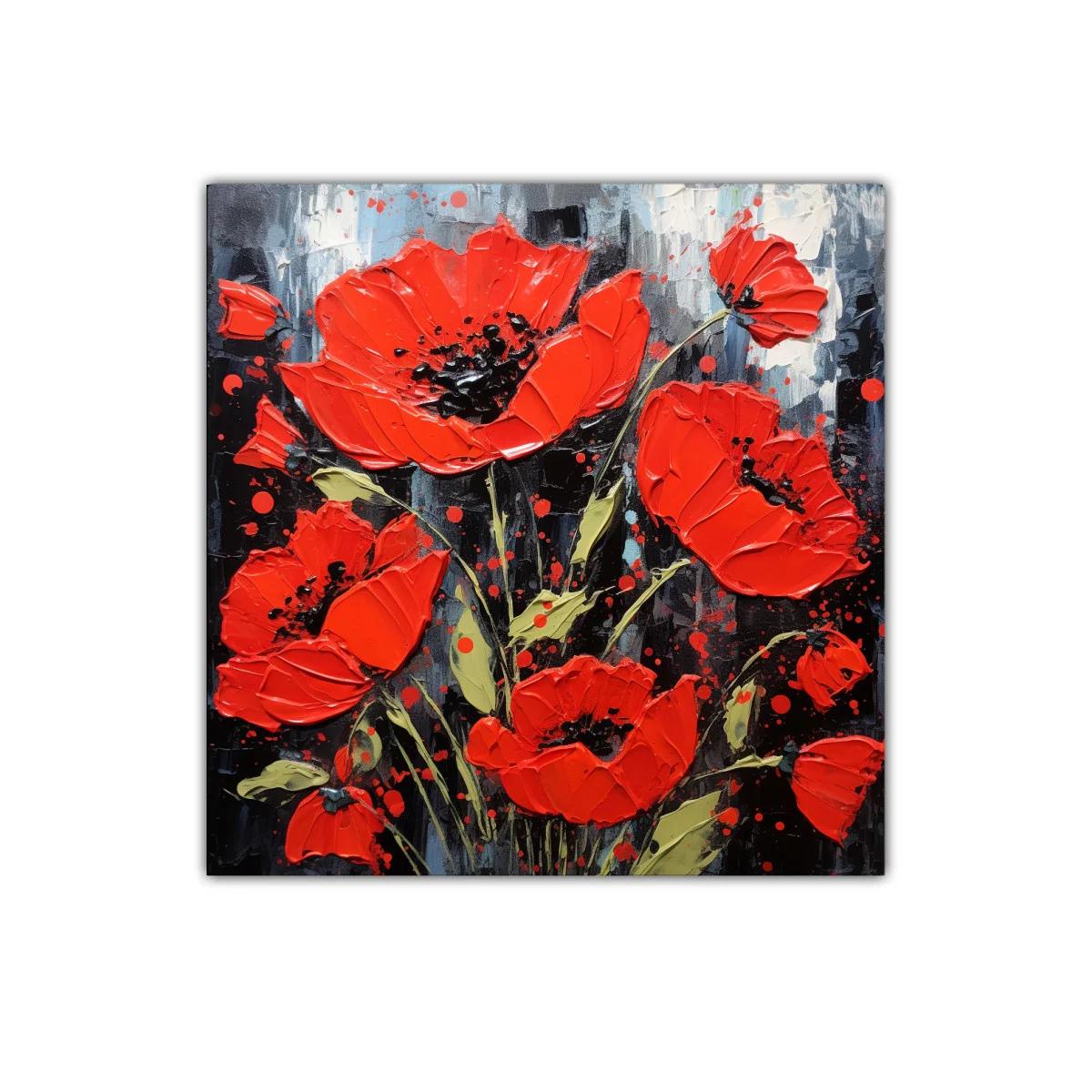 Flores rojas vibrantes sobre fondo oscuro y contrastante