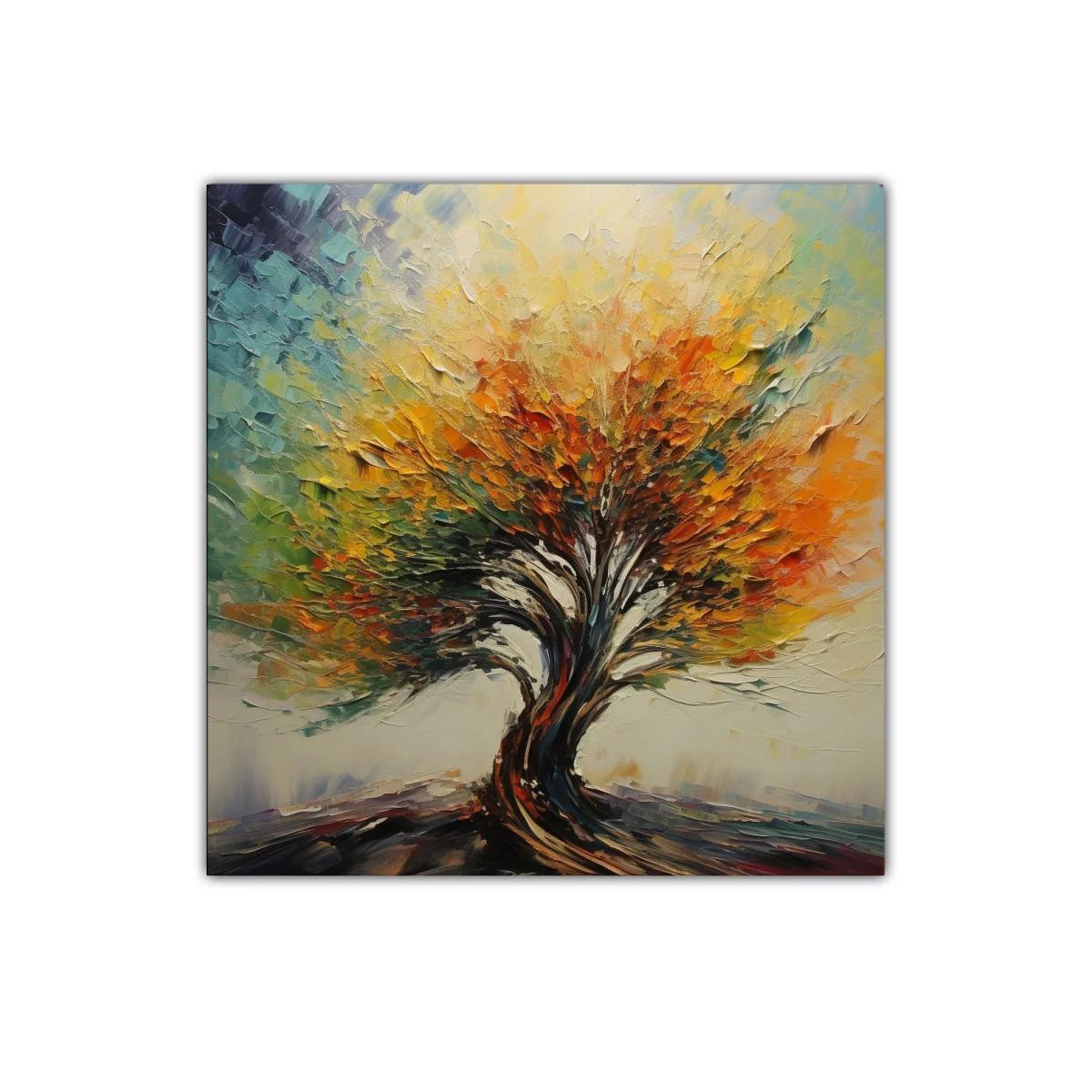 Árbol vibrante en explosión de color y movimiento