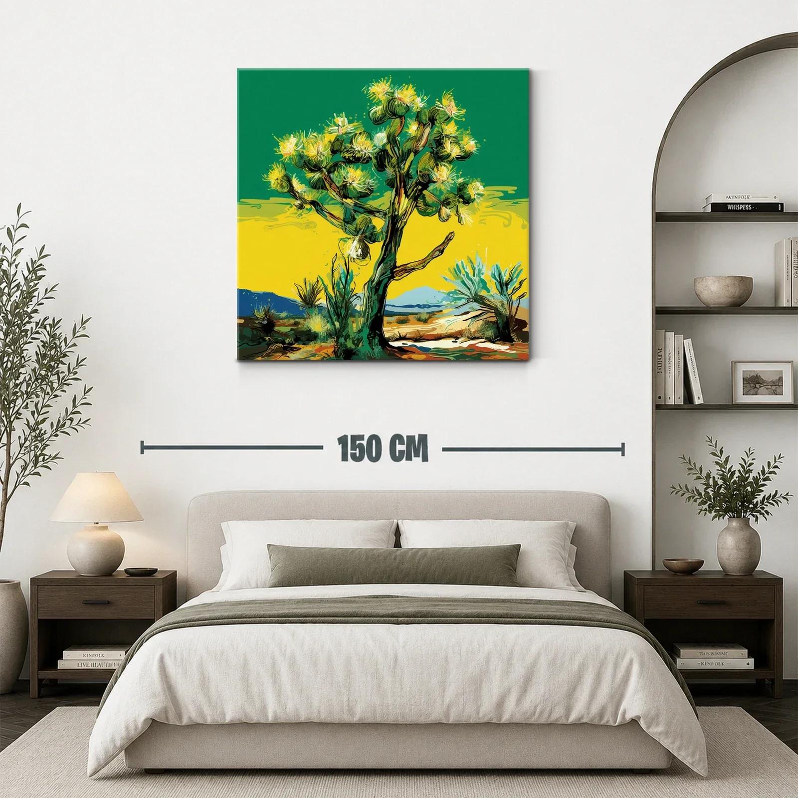 Árbol vibrante con flores amarillas en paisaje desértico — miniatura 3