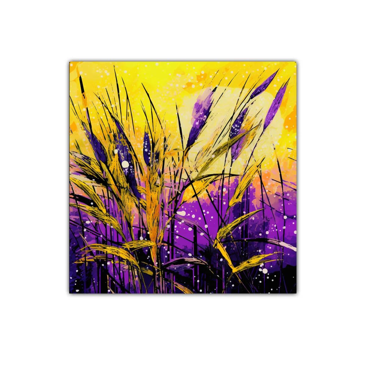 Arte contemporáneo natural con vibrantes tonos morados y amarillos — imagen principal