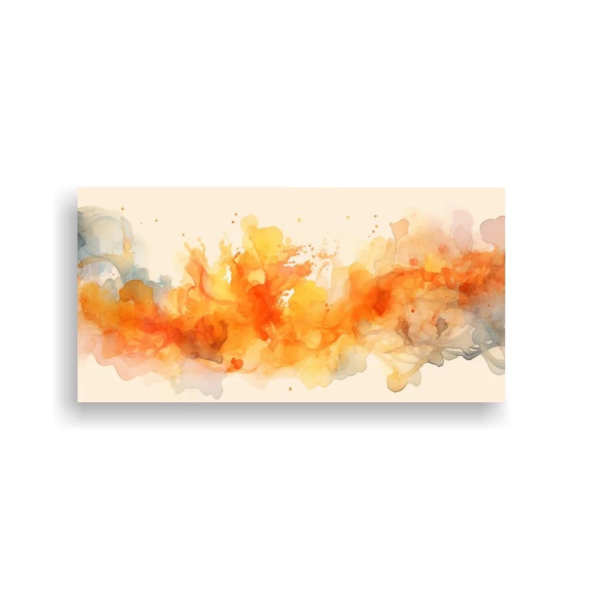 Cuadro nube de humo naranja con salpicaduras doradas — imagen principal