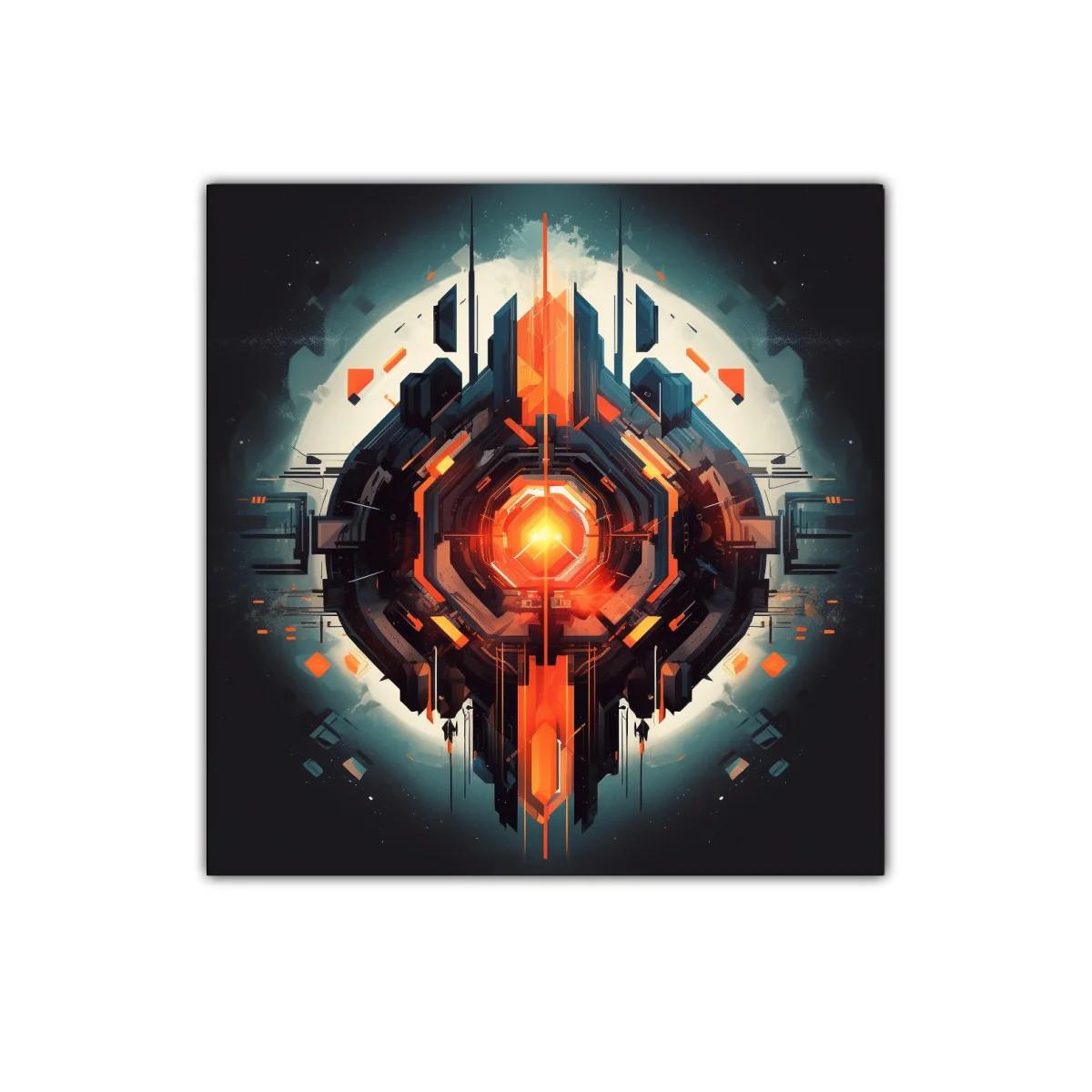 Composición futurista con impacto luminoso central — imagen principal