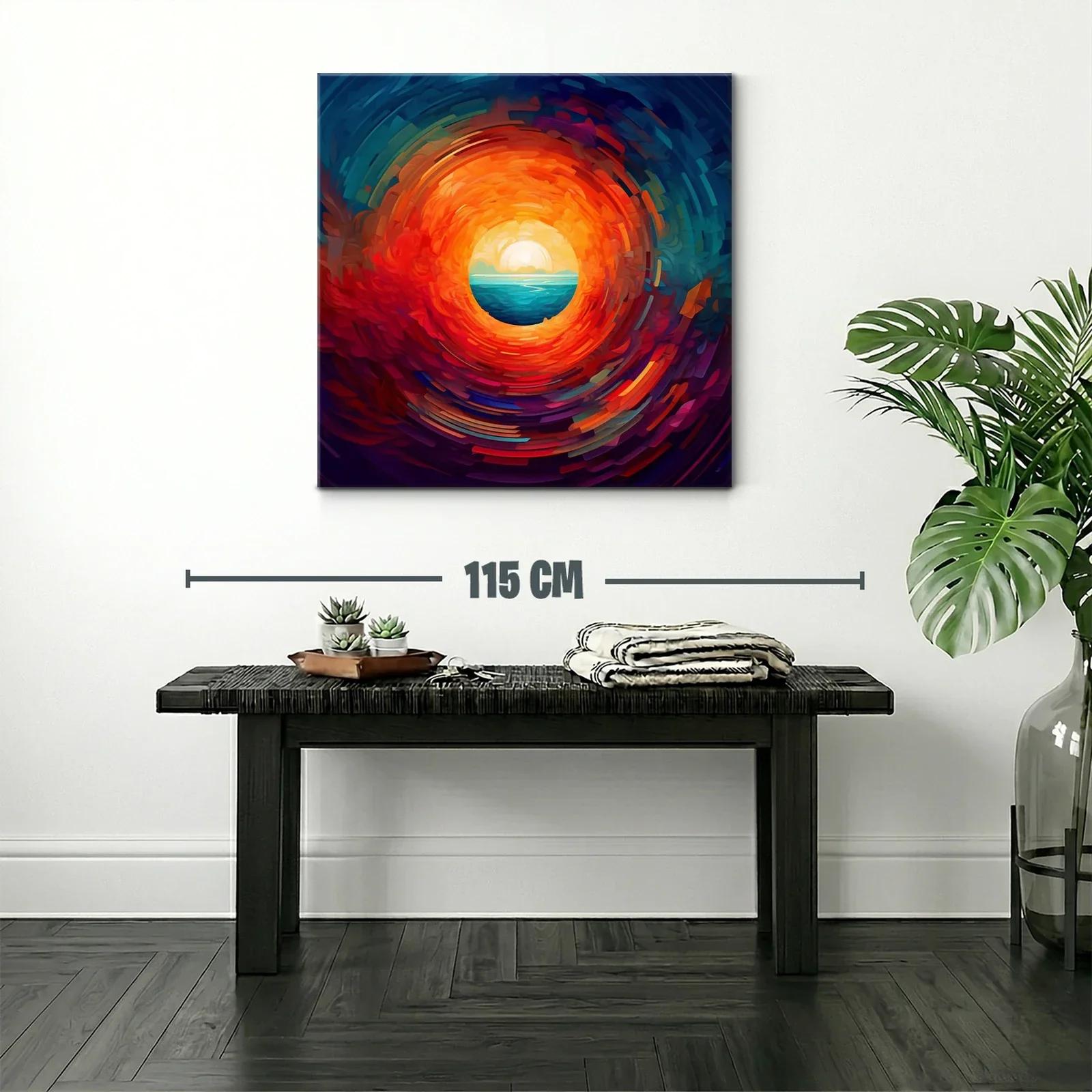Círculo de fuego con horizonte y mar en tonos vibrantes — miniatura 2
