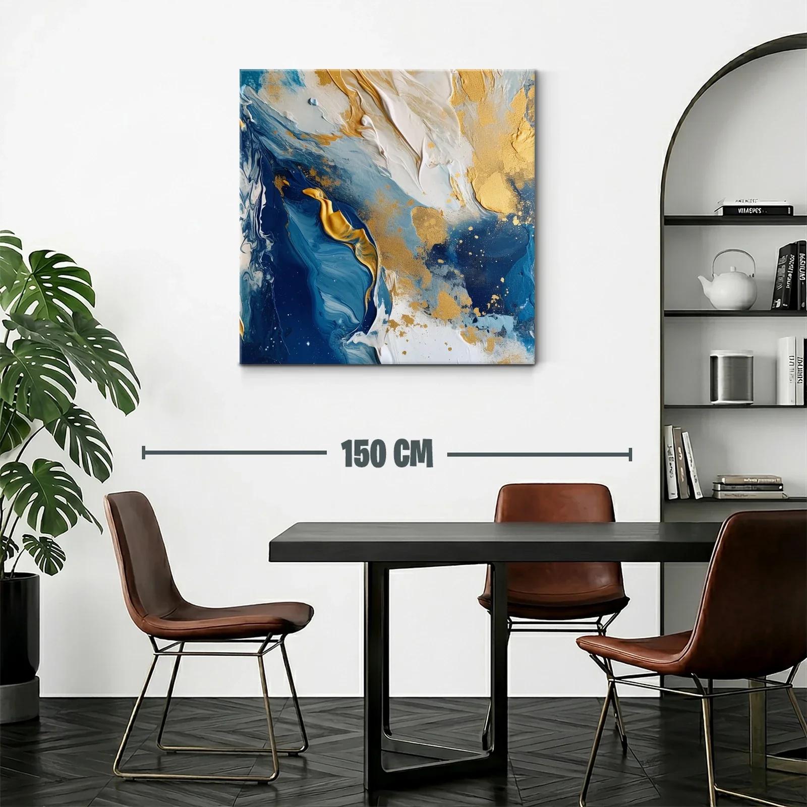 Composición abstracta en tonos azules dorados y blancos — miniatura 2