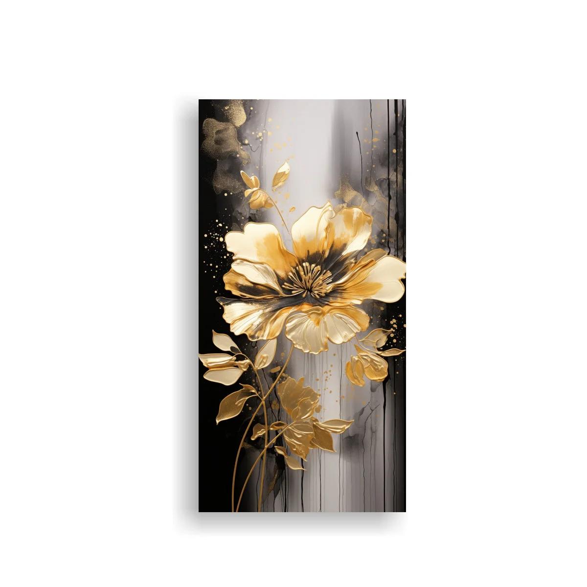 Cuadro flor dorada con fondo oscuro