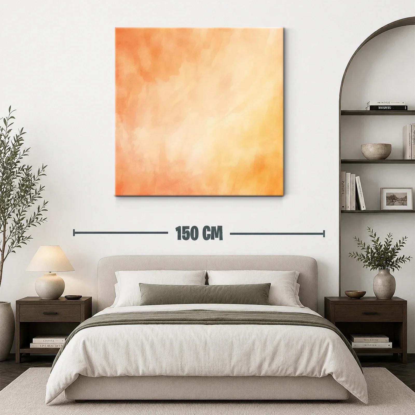 Cuadro abstracto en tonos cálidos naranja y beige — miniatura 3