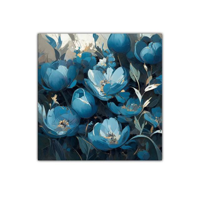 Cuadro decorativo con flores azules de estilo contemporáneo