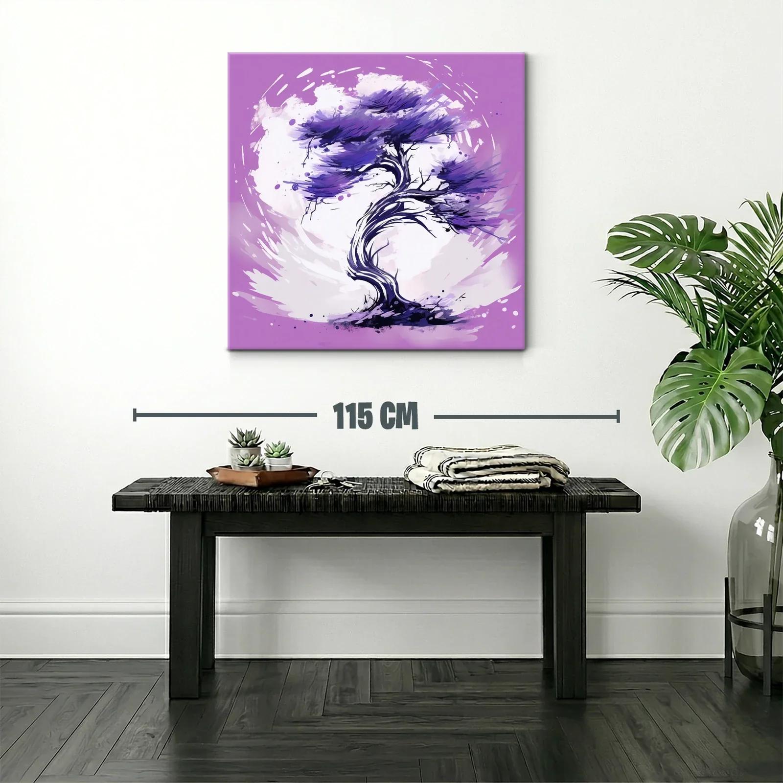 Árbol estilizado en tonos morados y lilas vibrantes — miniatura 2