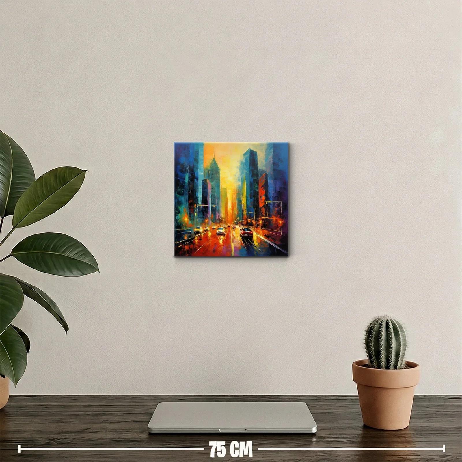 Atardecer vibrante en ciudad urbana con tráfico iluminado — miniatura 2