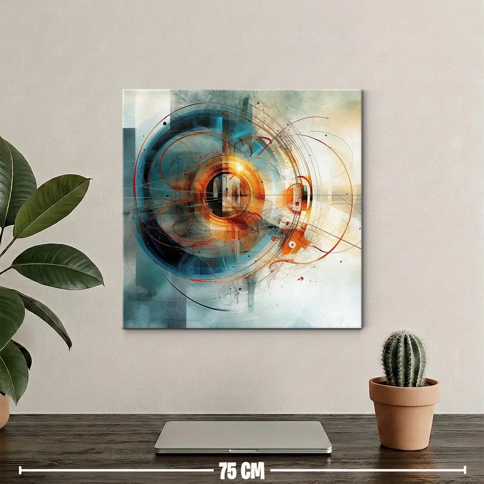 Composición abstracta en tonos cálidos y azules — miniatura 2