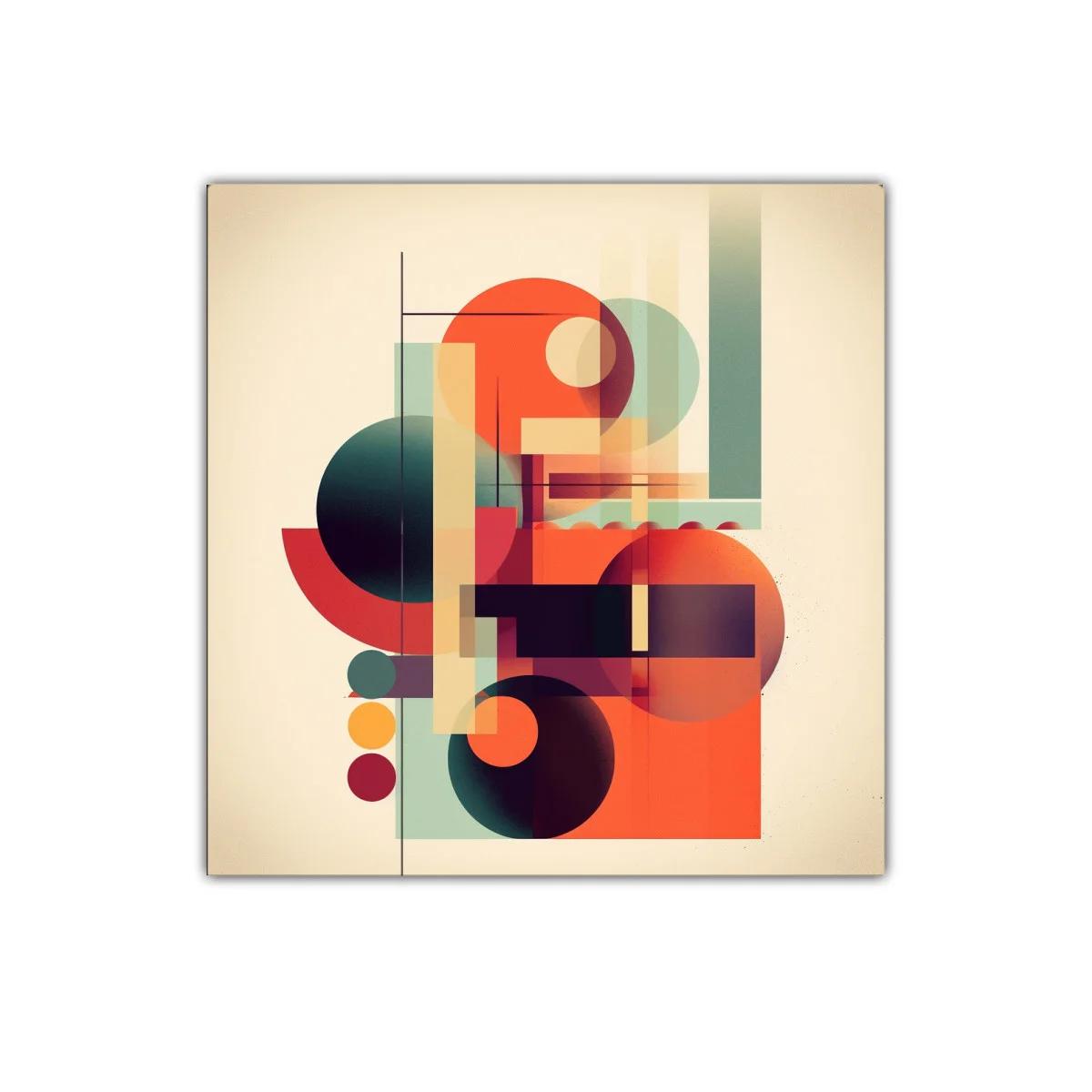 Composición Abstracta con Formas Geométricas y Colores Cálidos