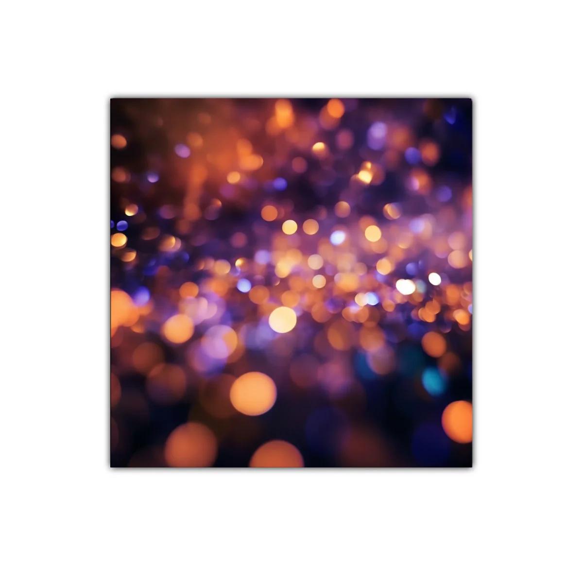 Cuadro decorativo con luces difusas en tonos cálidos y fríos