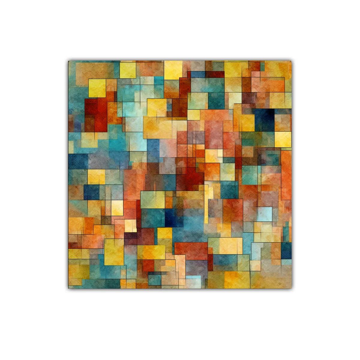 Cuadro abstracto con composición geométrica en tonos cálidos — imagen principal