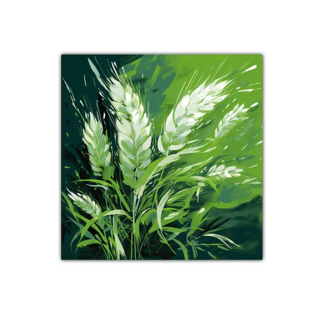 Cuadro decorativo con espigas en tonos verdes vibrantes