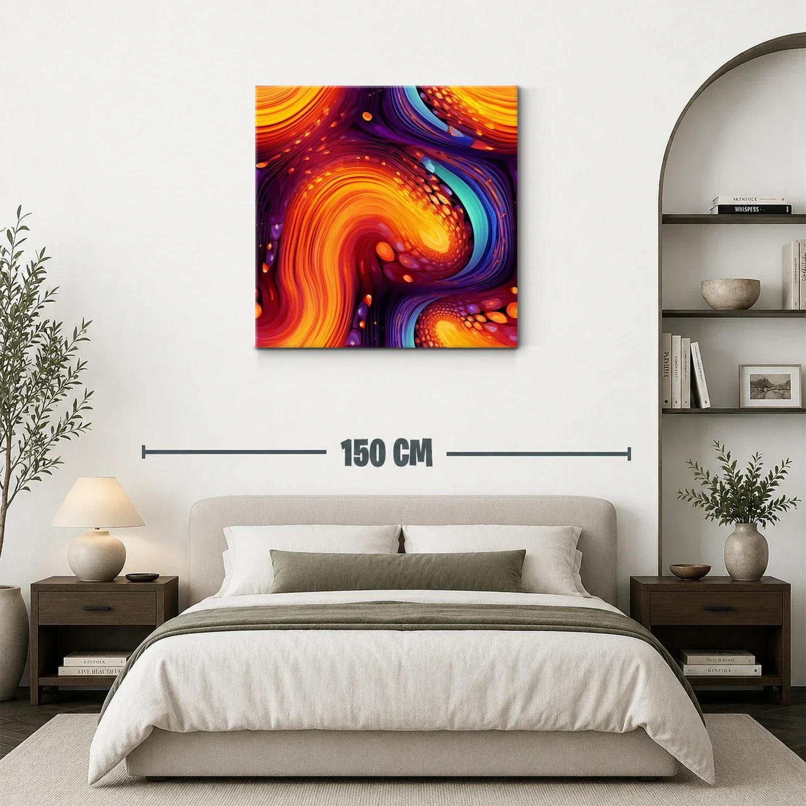 Cuadro abstracto con vibrantes remolinos en tonos cálidos — miniatura 3
