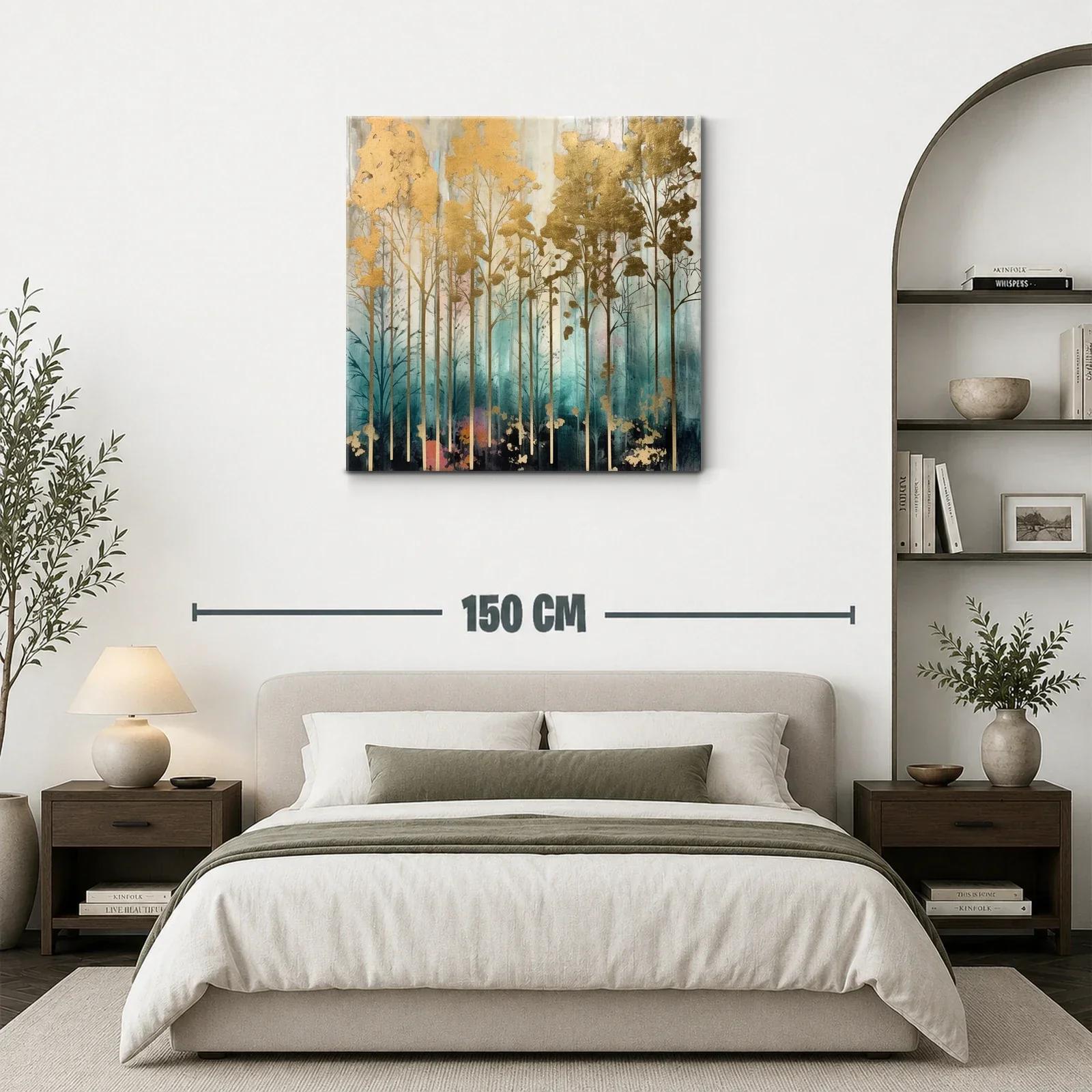 Bosque dorado entre tonalidades azul y rosa pastel — miniatura 3
