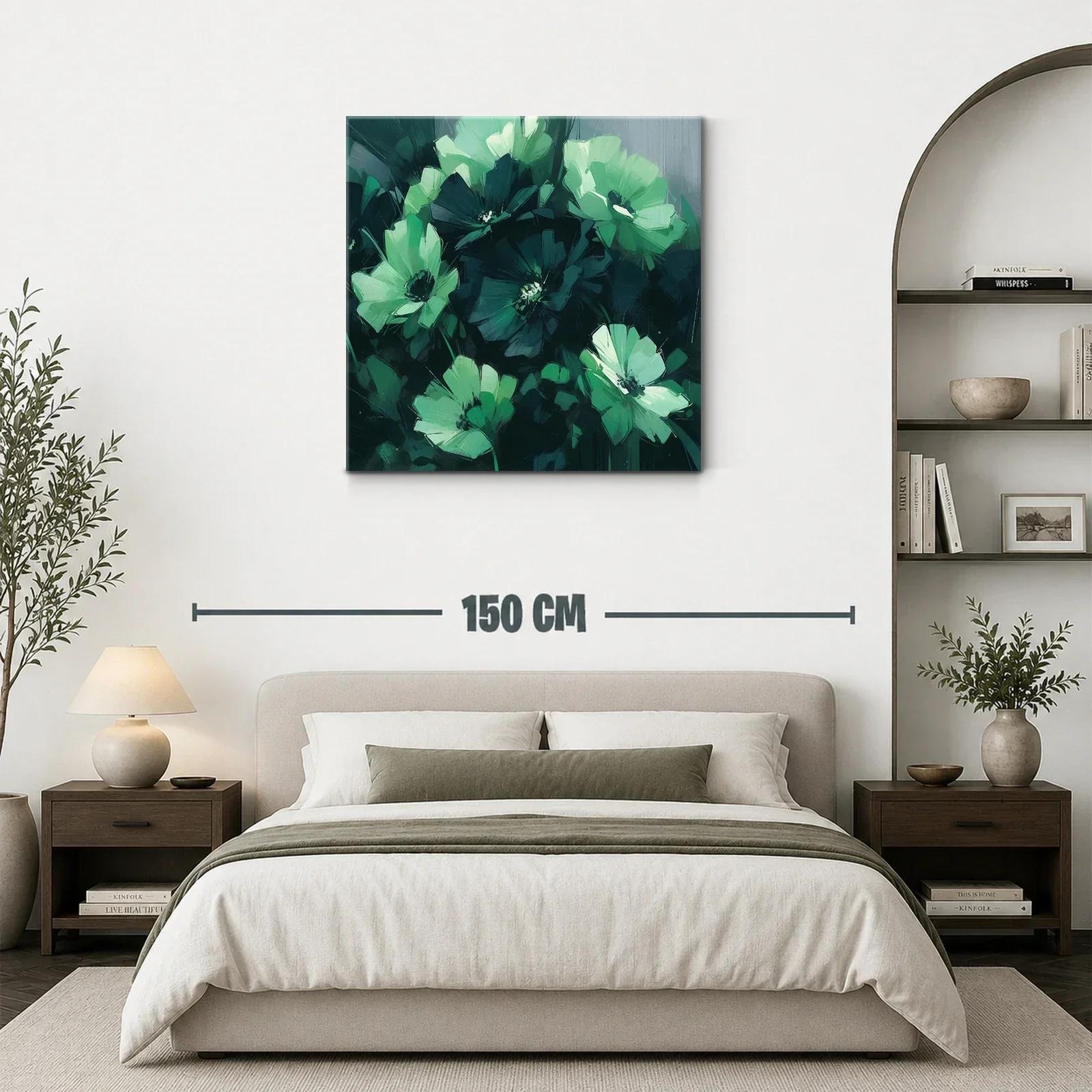 Cuadro floral en tonos verdes y azules oscuros — miniatura 3