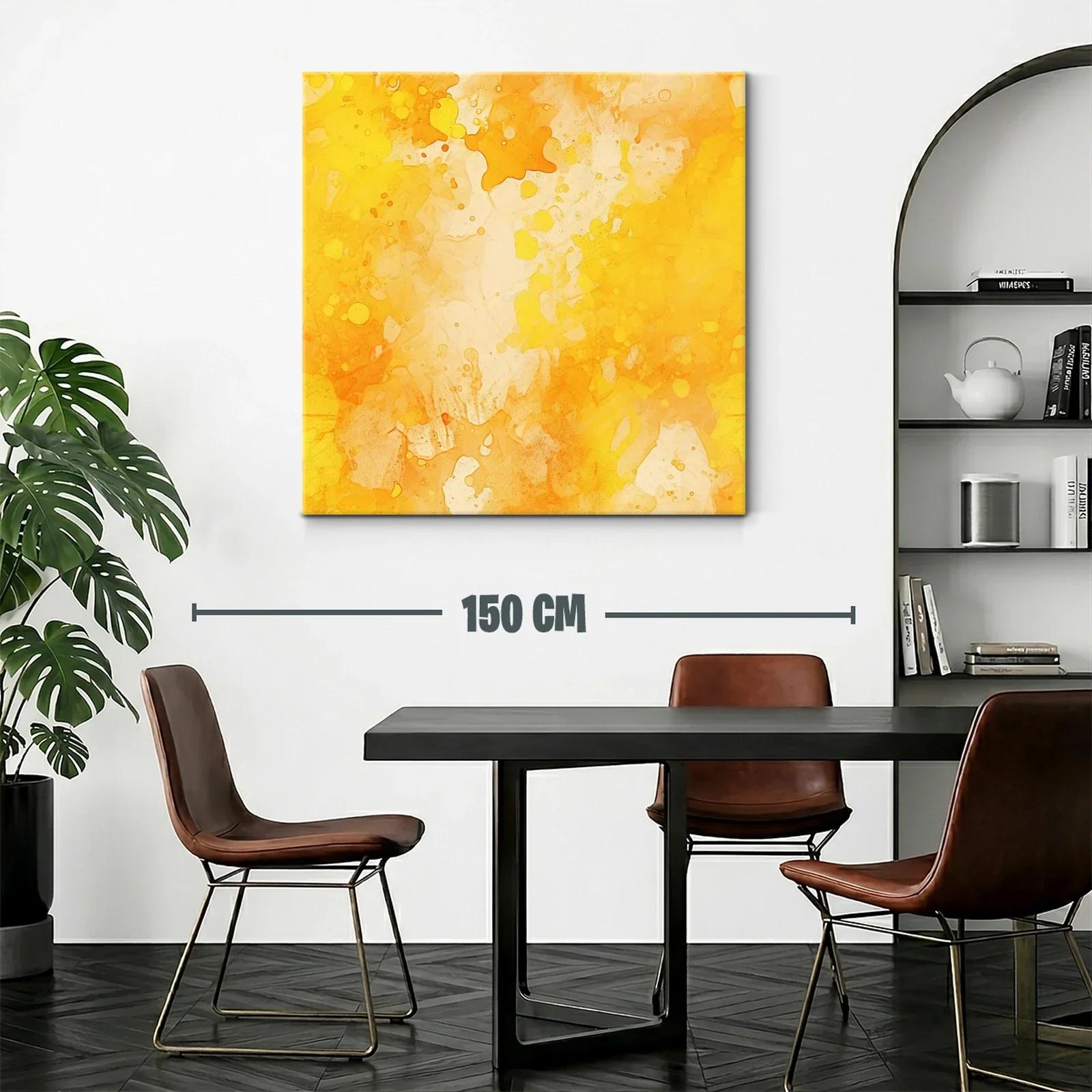 Cuadro abstracto en tonos cálidos amarillos y naranjas — miniatura 2