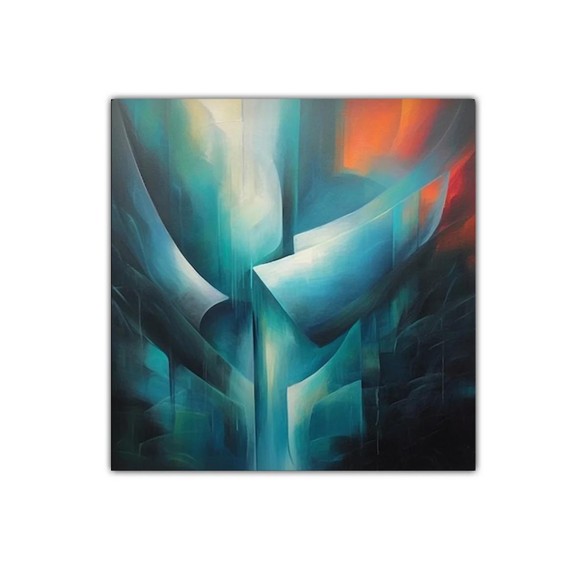 Abstracto en tonos fríos con destellos cálidos vibrantes — miniatura 1