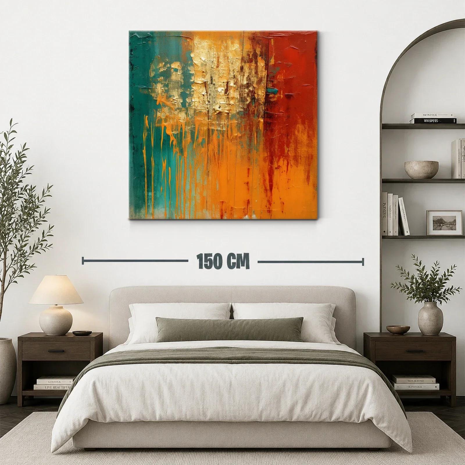Cuadro abstracto con tonos cálidos y texturas fuertes — miniatura 3