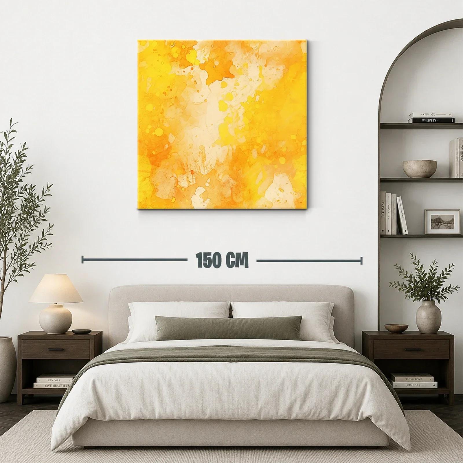 Cuadro abstracto en tonos cálidos amarillos y naranjas — miniatura 3