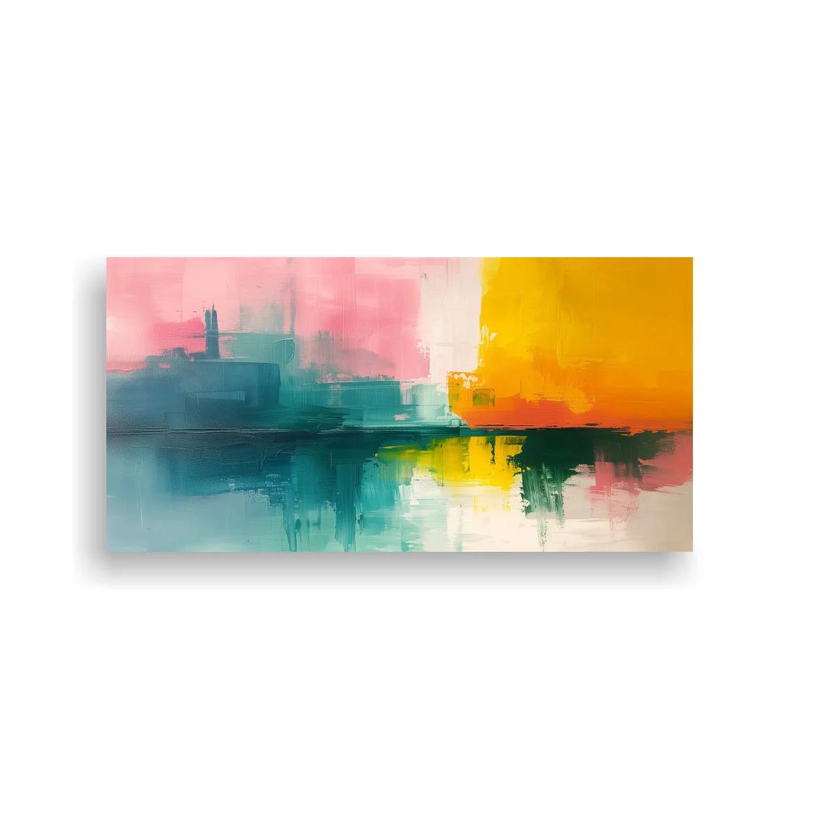 Cuadro paisaje abstracto con agua y grandes campos de color