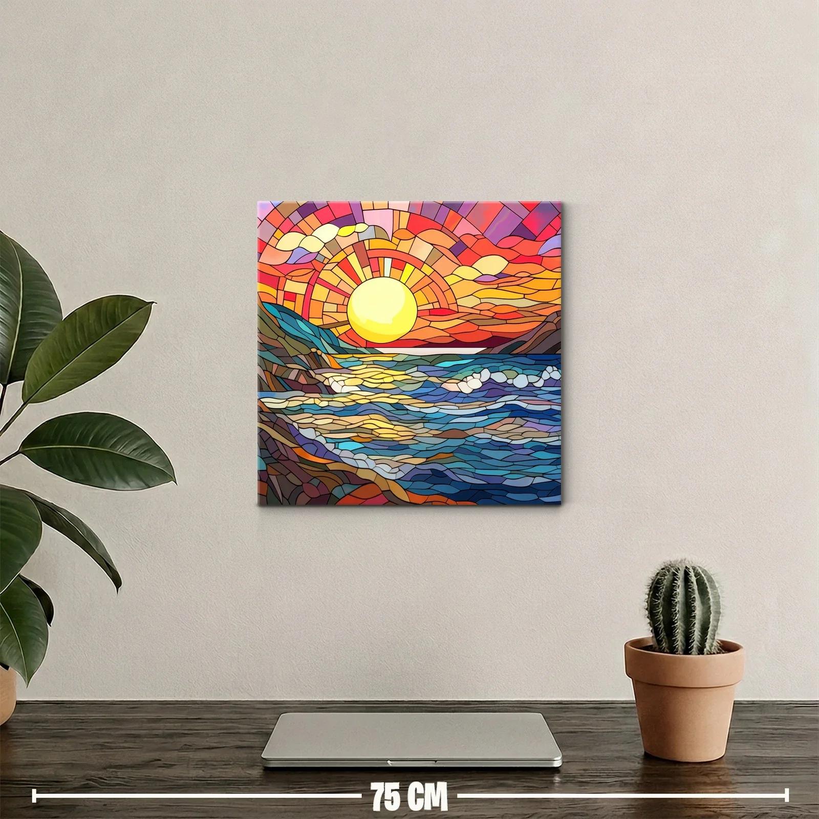 Cuadro vibrante de paisaje marino al atardecer — miniatura 2