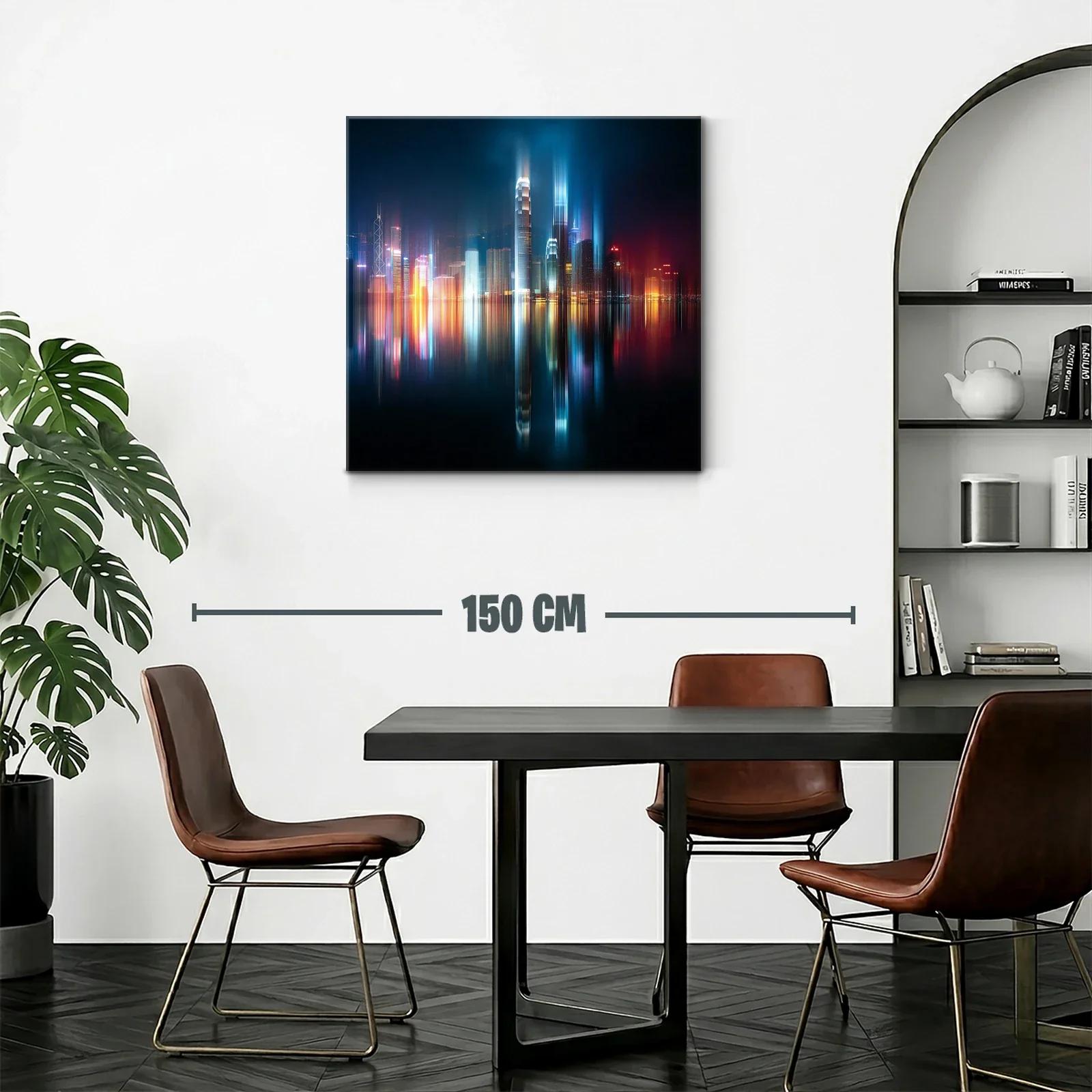 Ciudad futurista iluminada con reflejos vibrantes en el agua — miniatura 2
