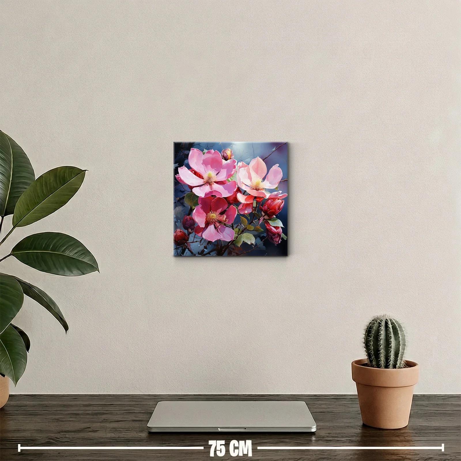 Flores rosas en contraste con fondo azul oscuro — miniatura 2