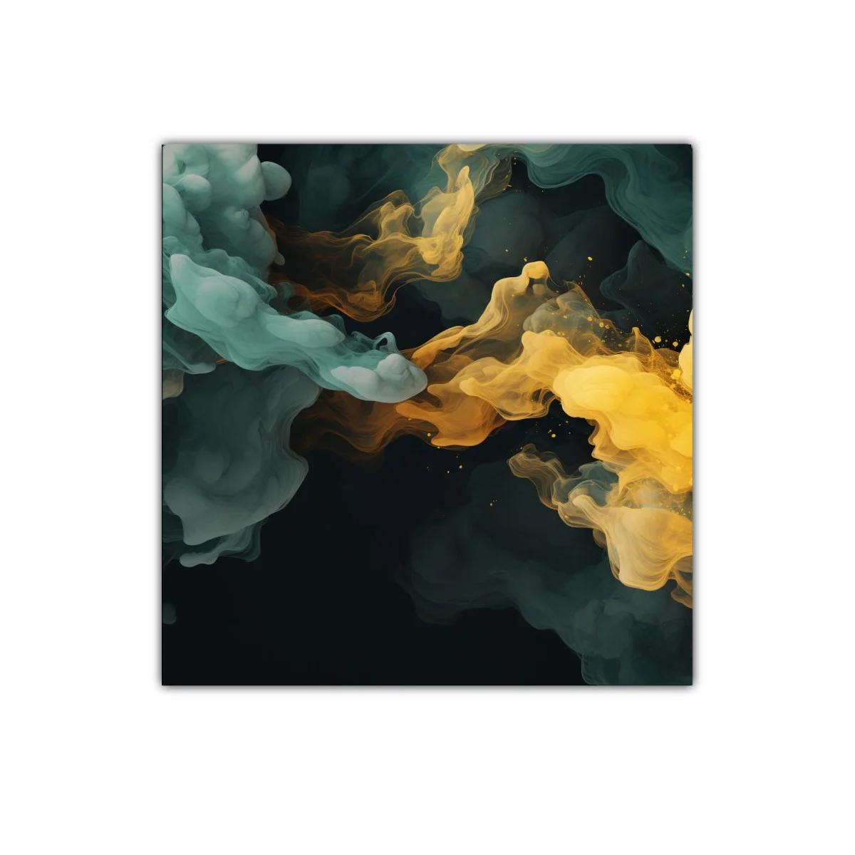 Cuadro decorativo abstracto en tonos dorados y verdes suaves — imagen principal