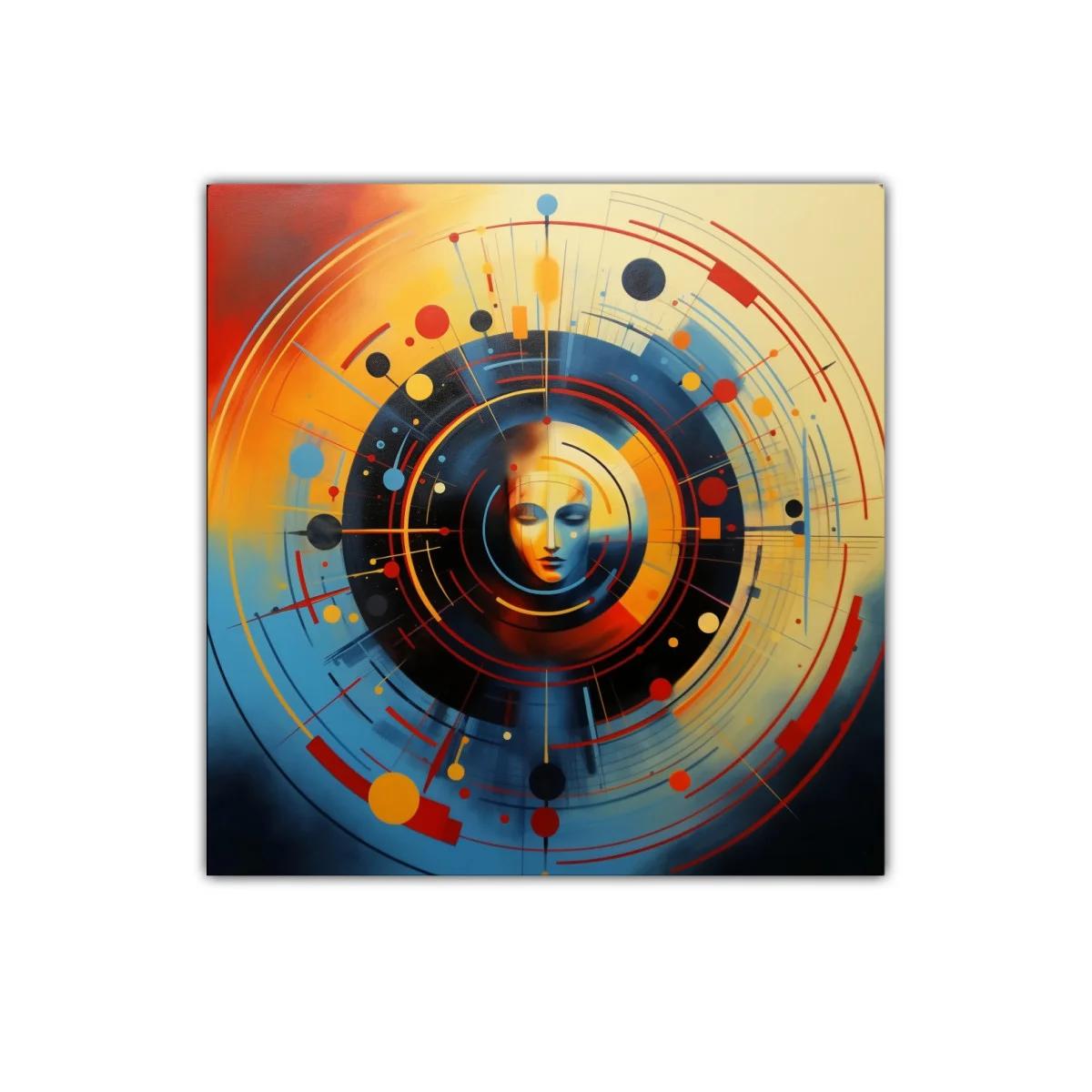 Composición circular con rostro y vibrantes colores energéticos — miniatura 1