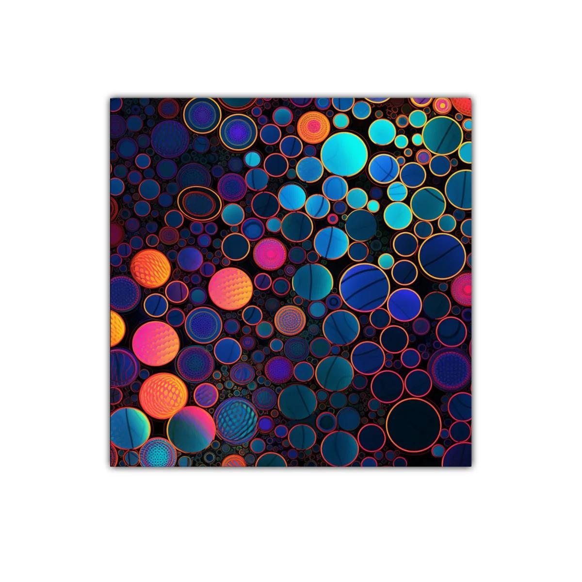 Cuadro decorativo con círculos vibrantes y contraste dinámico — imagen principal