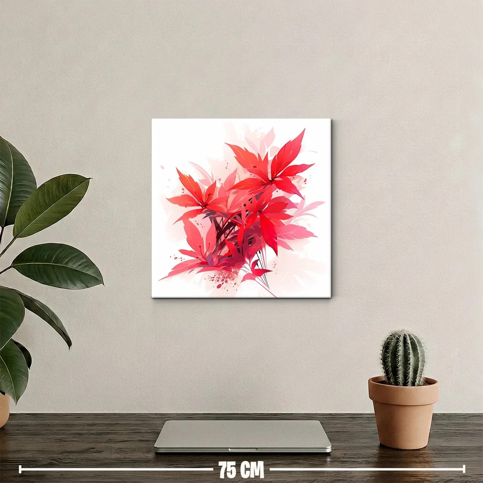Cuadro con diseño floral en tonos rojos vibrantes y rosados — miniatura 2