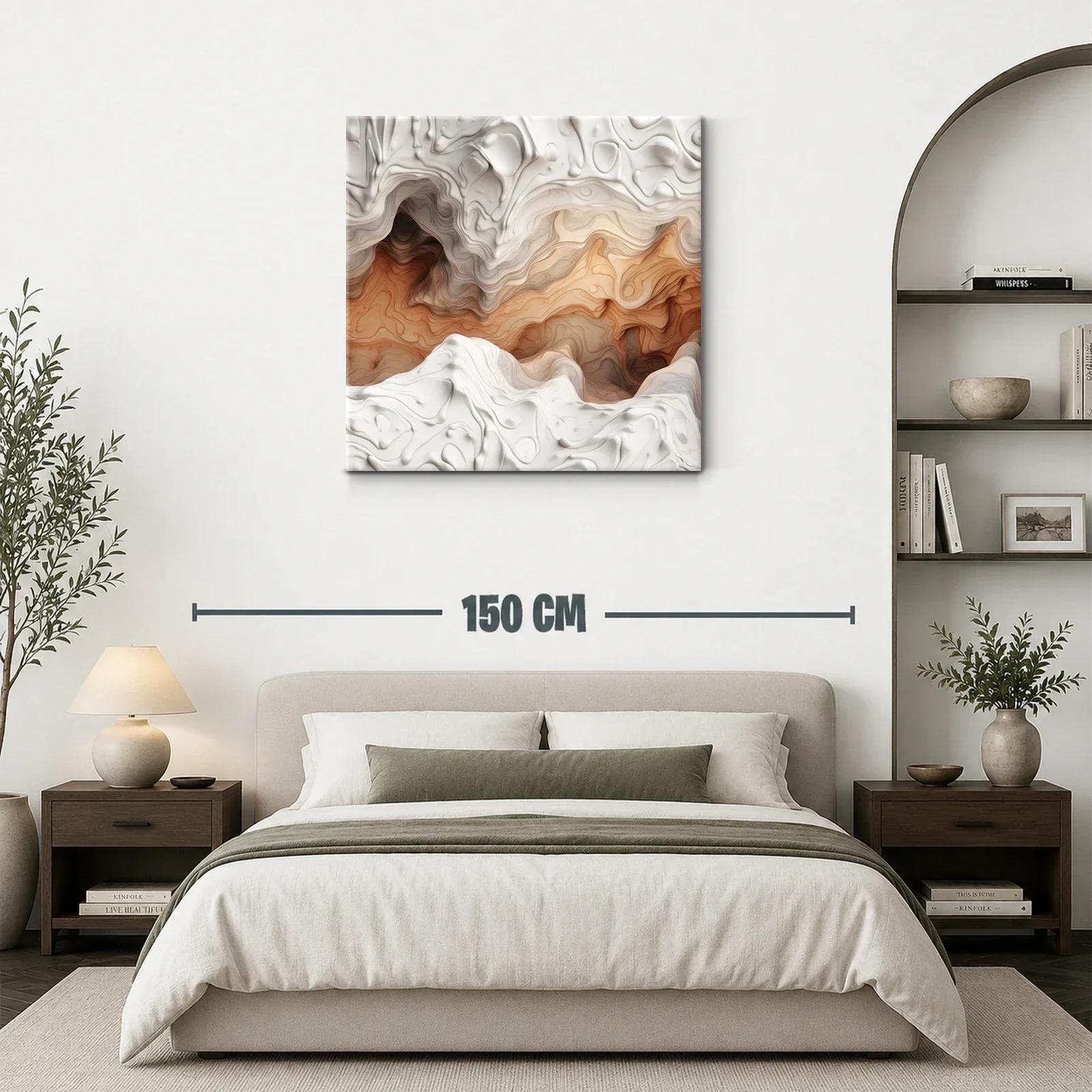 Arte abstracto con relieve en tonalidades tierra y blanco — miniatura 3