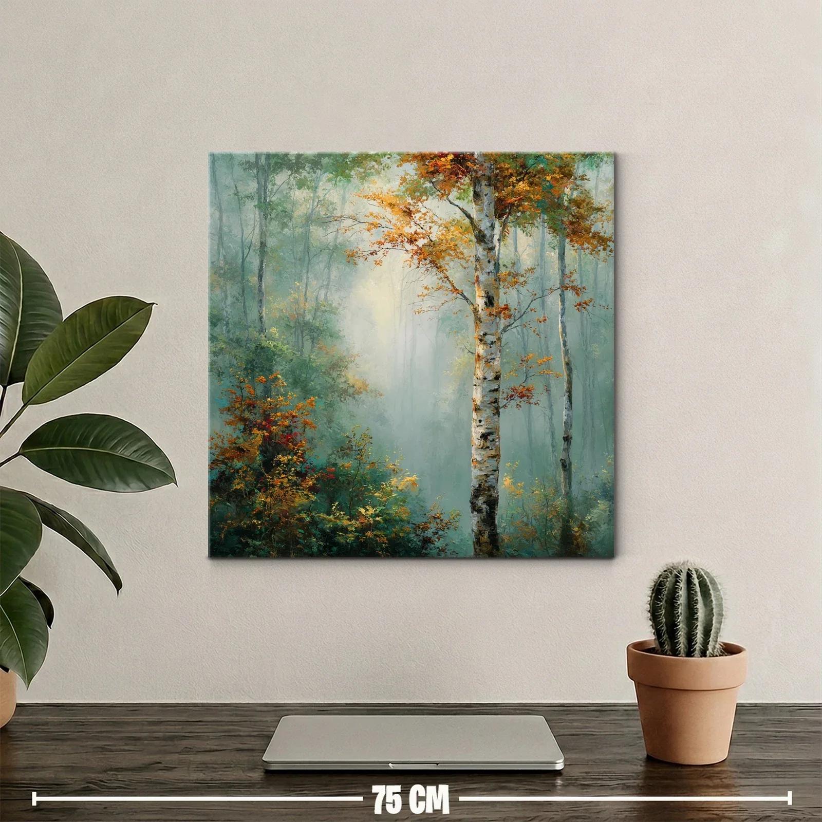 Bosque sereno con árboles otoñales y luz suave — miniatura 2