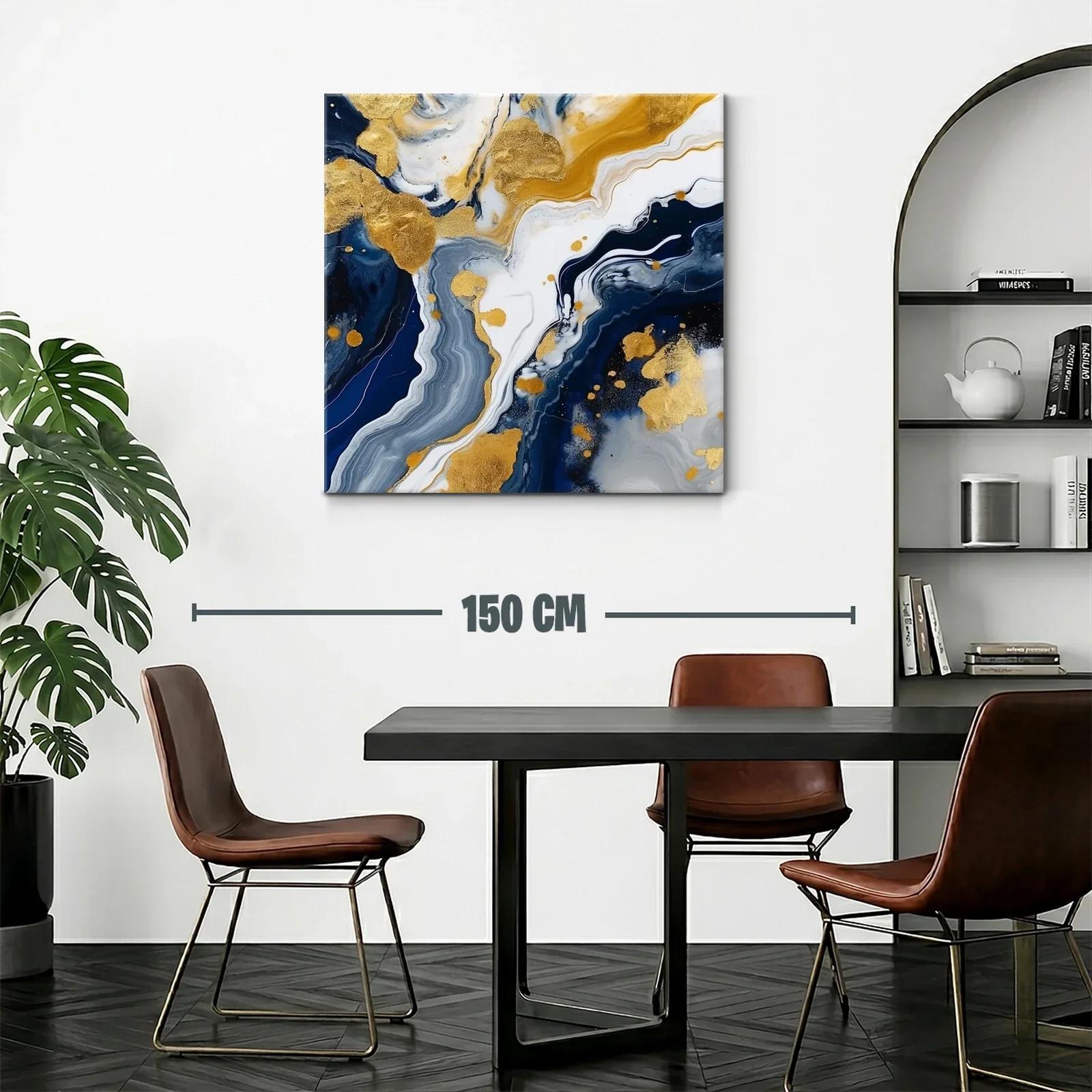 Arte abstracto en tonos dorados y azul profundo elegante — miniatura 2