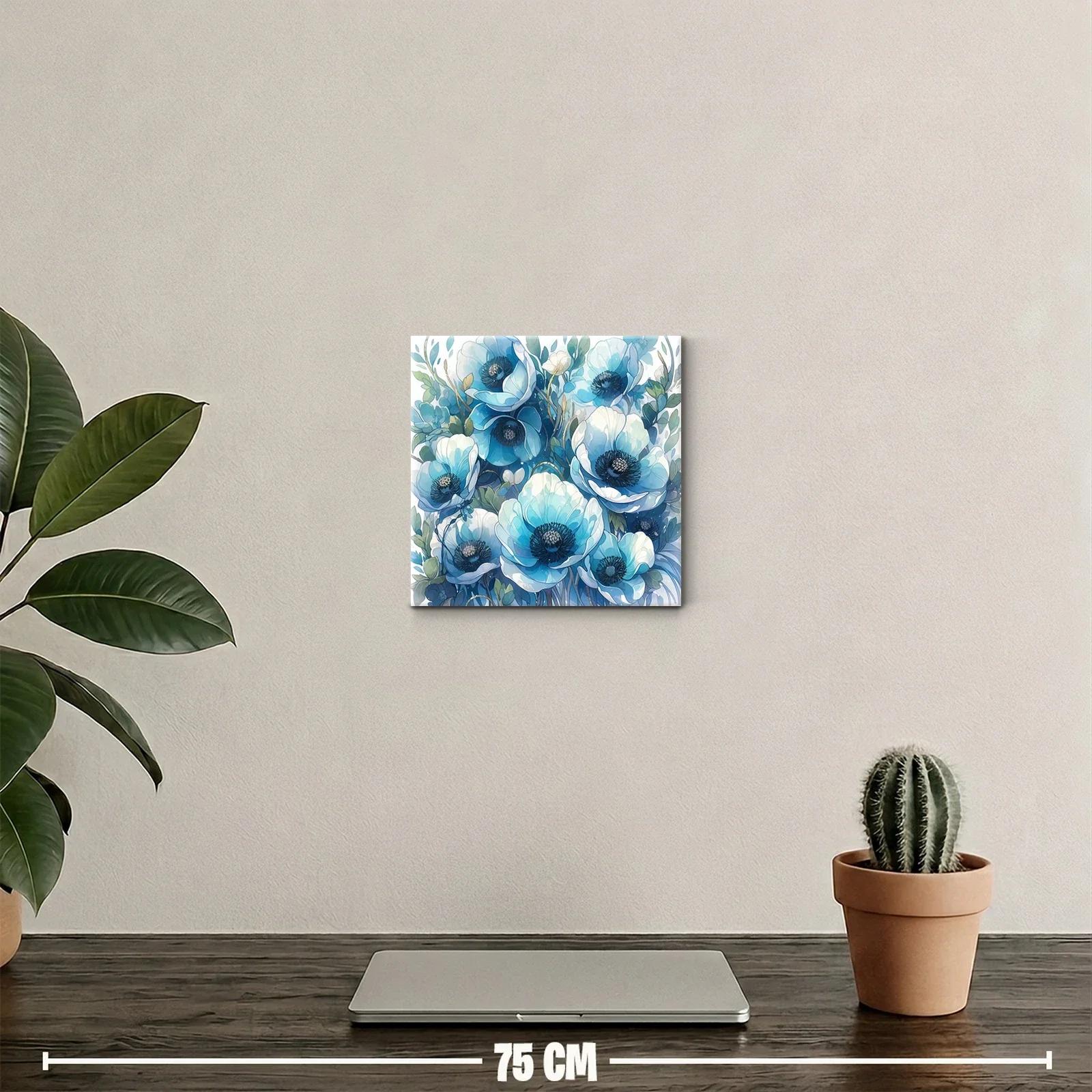 Cuadro decorativo con delicadas flores en tonos azules y blancos — miniatura 2
