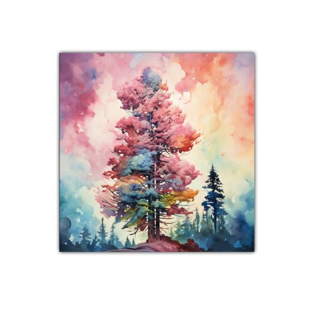 Árbol multicolor en bosque de ensueño vibrante